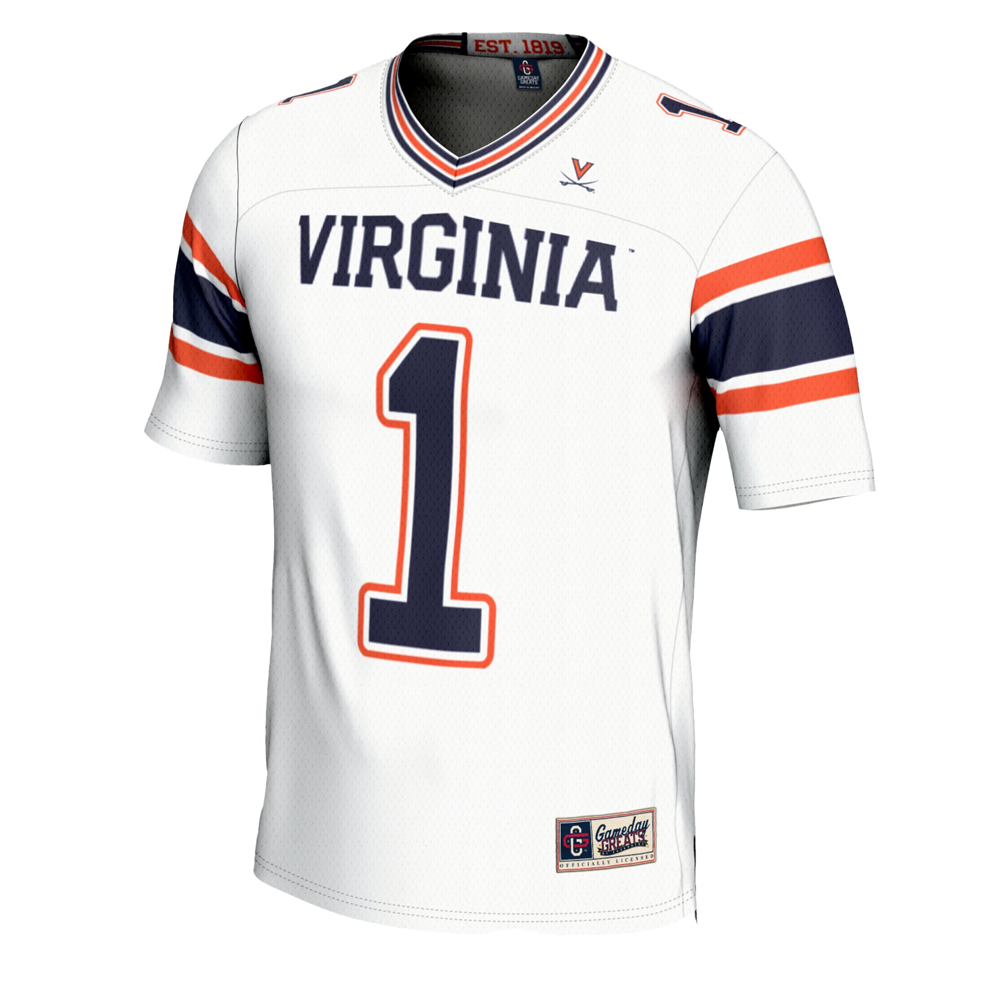 Men's #1 White Virginia Cavaliers Football Jersey