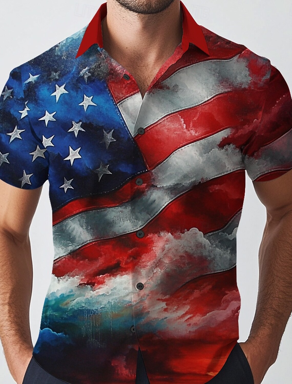 Men's 4th of July U.S. 250th Anniversary American Flag Independence Day Shirt Casual Shirt Button Up Shirt Short Sleeve Army Militray Outdoor Streetwear Vacation Summer Spring Turndown 3D Print