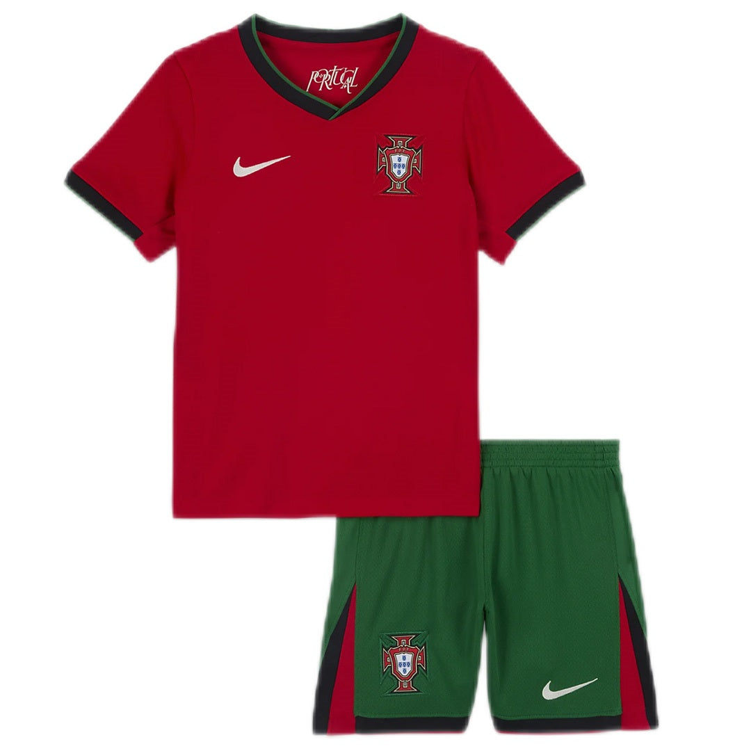 Kid's Portugal Home Jerseys Kit(Jersey+Shorts) Euro 2024 Authentic Kit