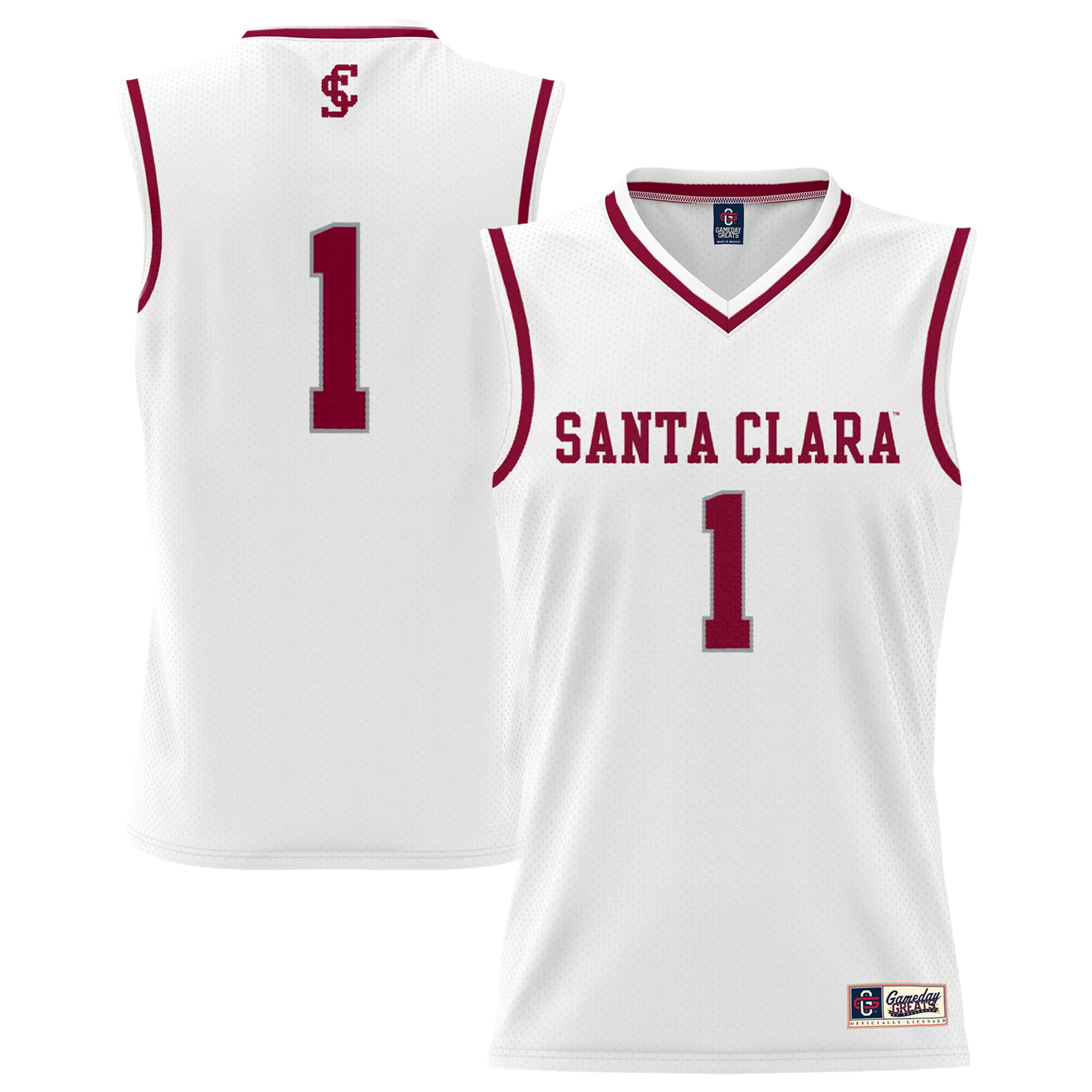 [DDG] Santa Clara Broncos GameDay Greats Unisex Lightweight Collegiate Basketball Fashion Jersey - White