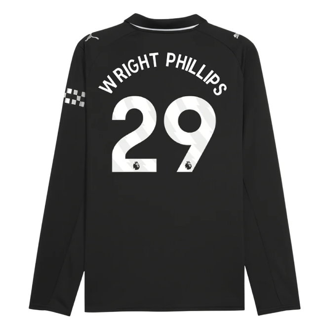 2025-2026 Man City Long Sleeve Away Shirt (Wright Phillips 29)