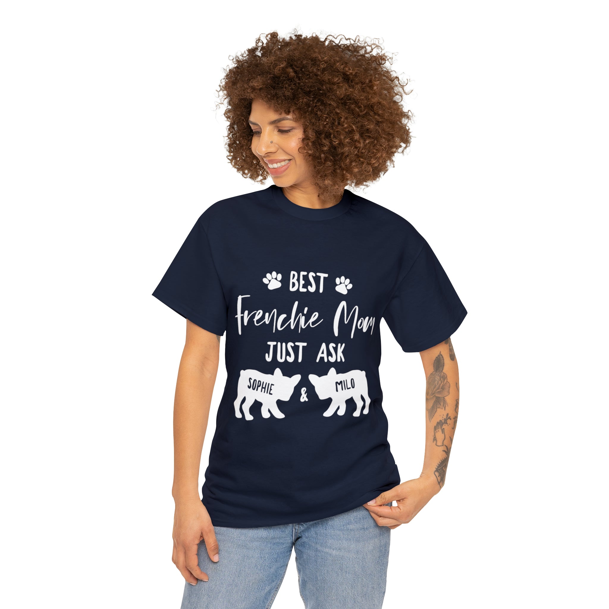 Cozy Ask My Frenchies - Personalized T-shirt Wit Frenchies Names as a