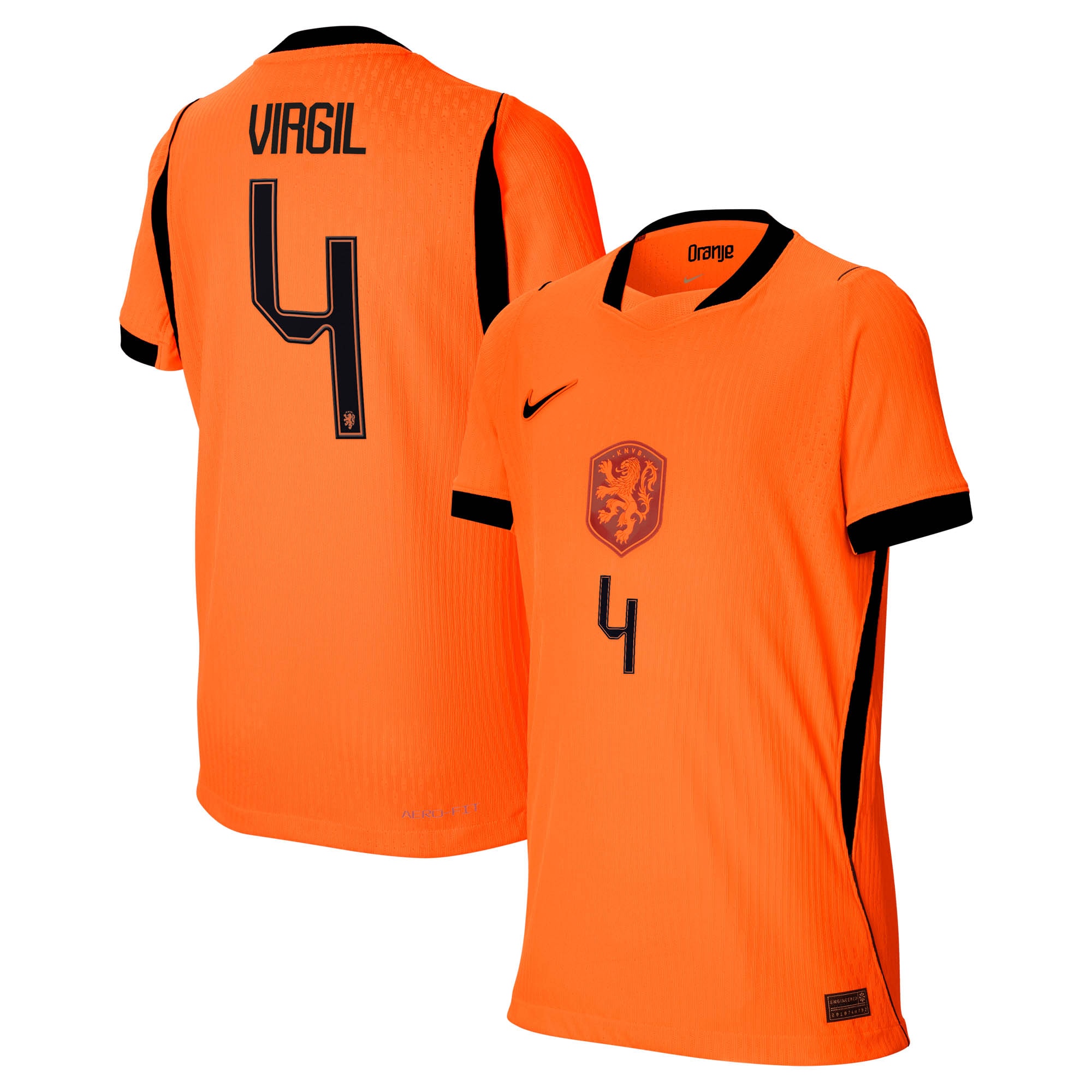 [JED] Virgil van Dijk Netherlands National Team Youth 2026 Home Match Authentic Jersey - Orange