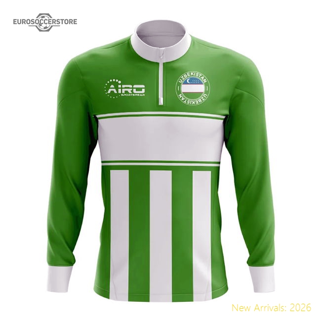 Uzbekistan Concept Football Half Zip Midlayer Top (green-white)