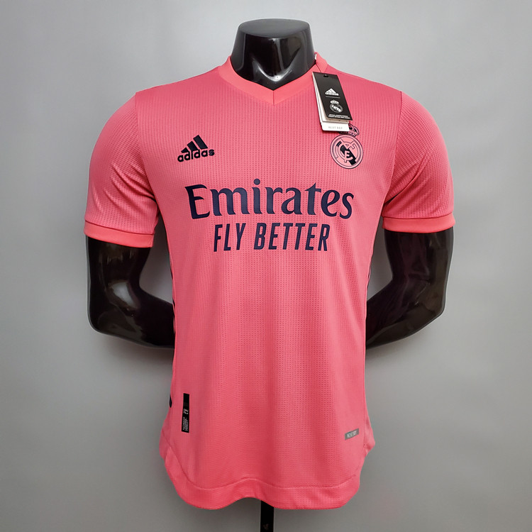 Real Madrid Soccer Shirt 20-21 Away Pink Soccer Jersey Player Version