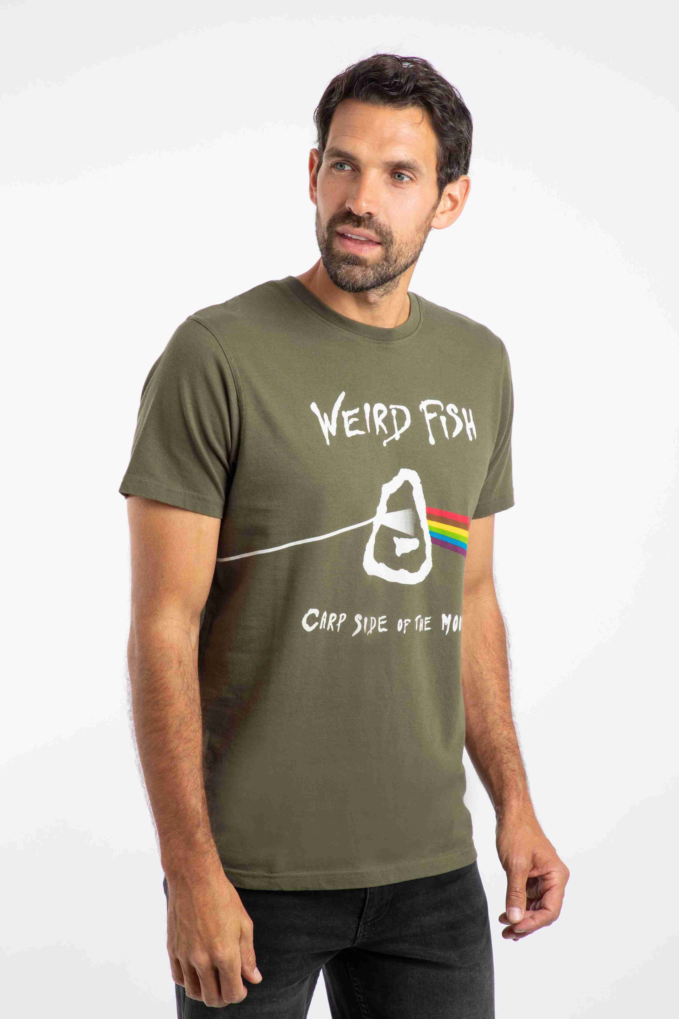 Carp Side Front Print Artist T-Shirt Deep Lichen Green