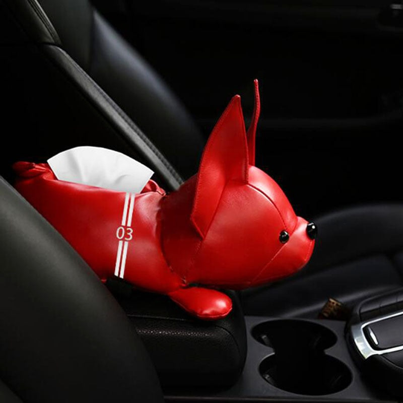 Cozy Frenchie Cartoon Style Car Armrest Tissue Box - Fun & Functional...