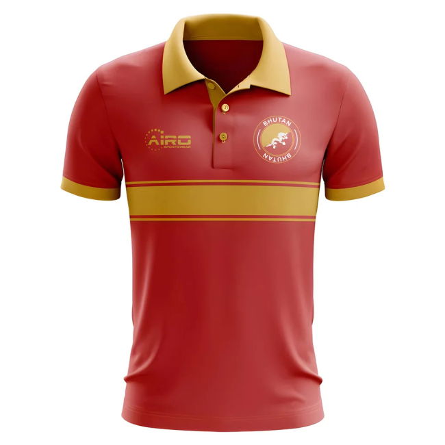 Tournament-Edition Bhutan Concept Stripe Polo Shirt (Red)