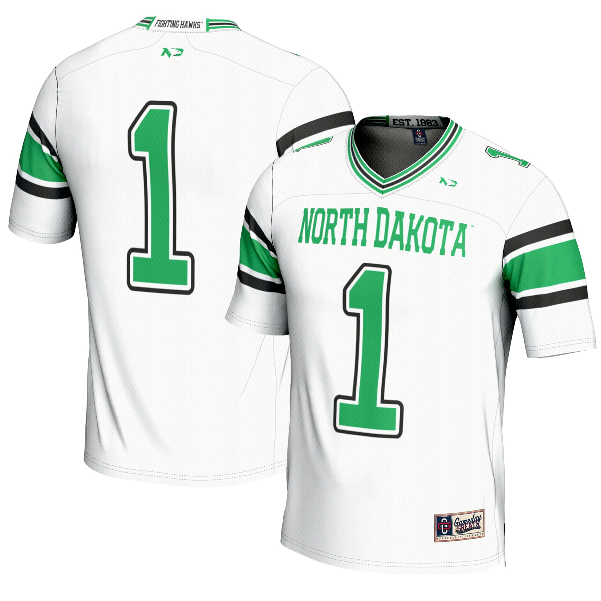 #1 North Dakota GameDay Greats Youth Endzone 2026 Season Football Jersey - White