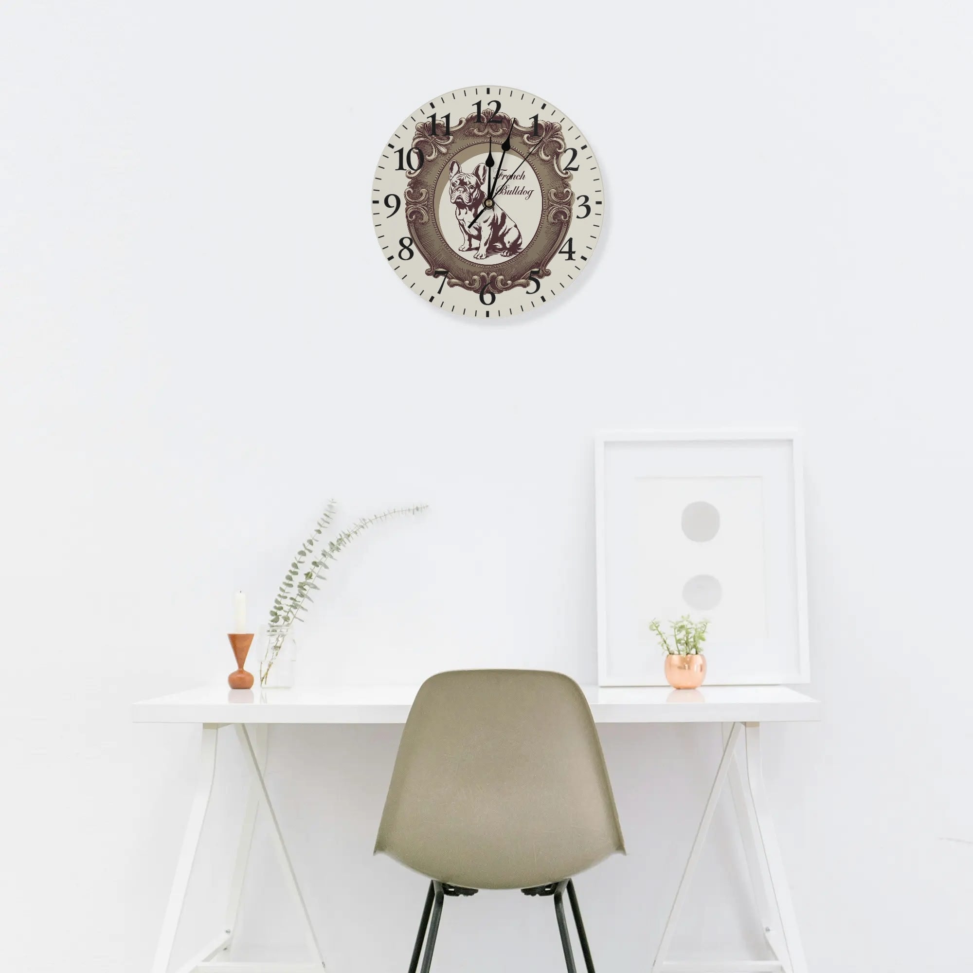 - French Bulldog Frameless Wall Clock Indoor Use | Non-slip Design