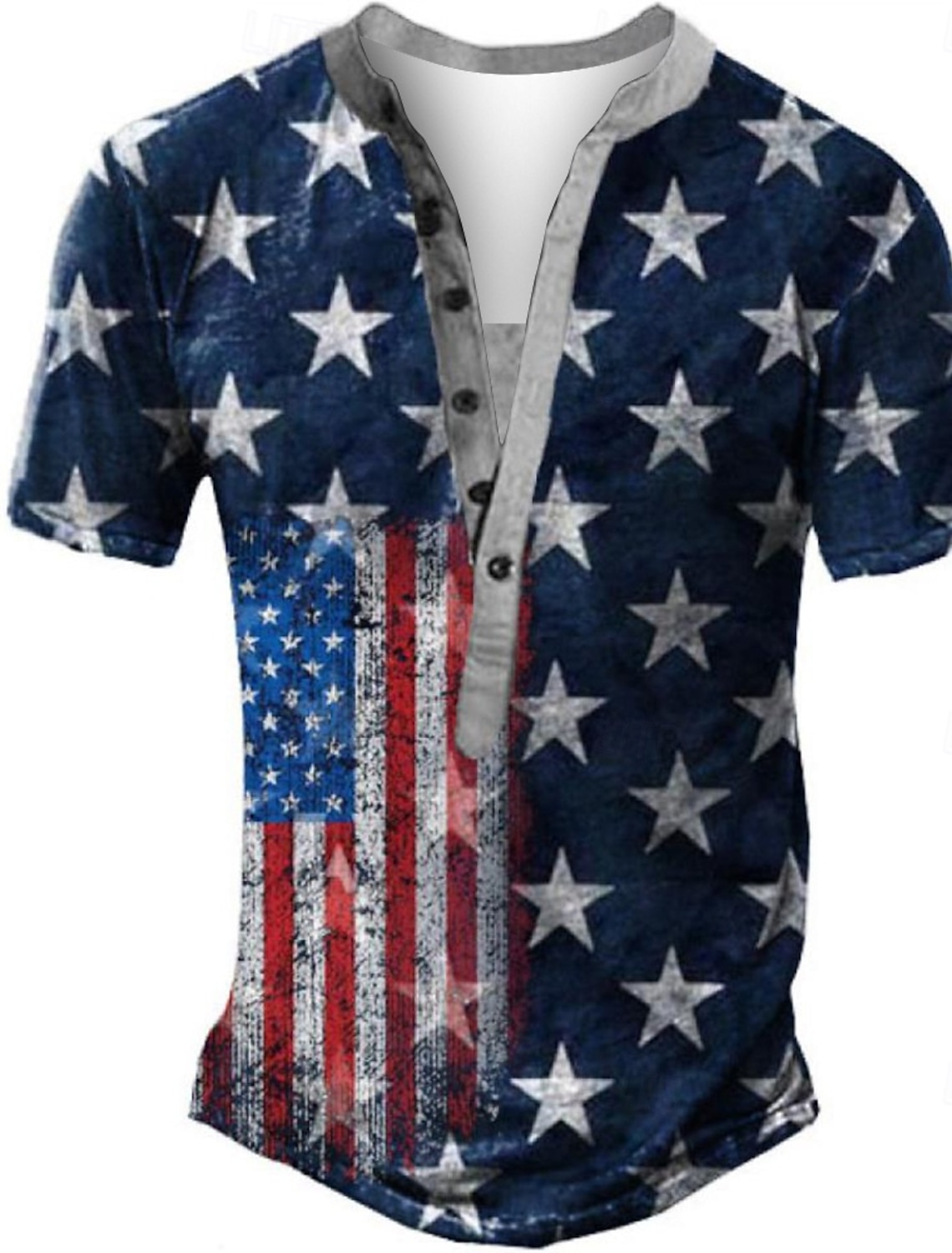 4th of July 2026 250th Men's American US Flag Guitar Polo Shirts Short Sleeve Polo Shirts Collared Shirts Casual Athleisure Festival Wear 3D Print Buttons Breathable Mesh Summer Spring Blue White