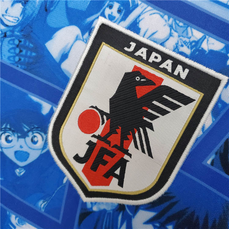 Japan 2021 Cartoon Version Blue Soccer Jersey Football Shirt -