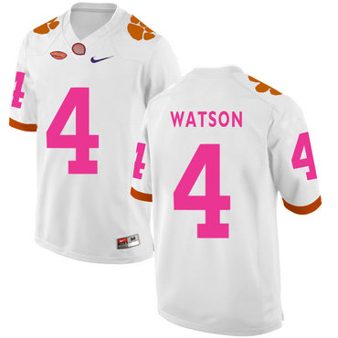 Men's Clemson CLE White 2024 replica Deshaun Watson #4 home jersey