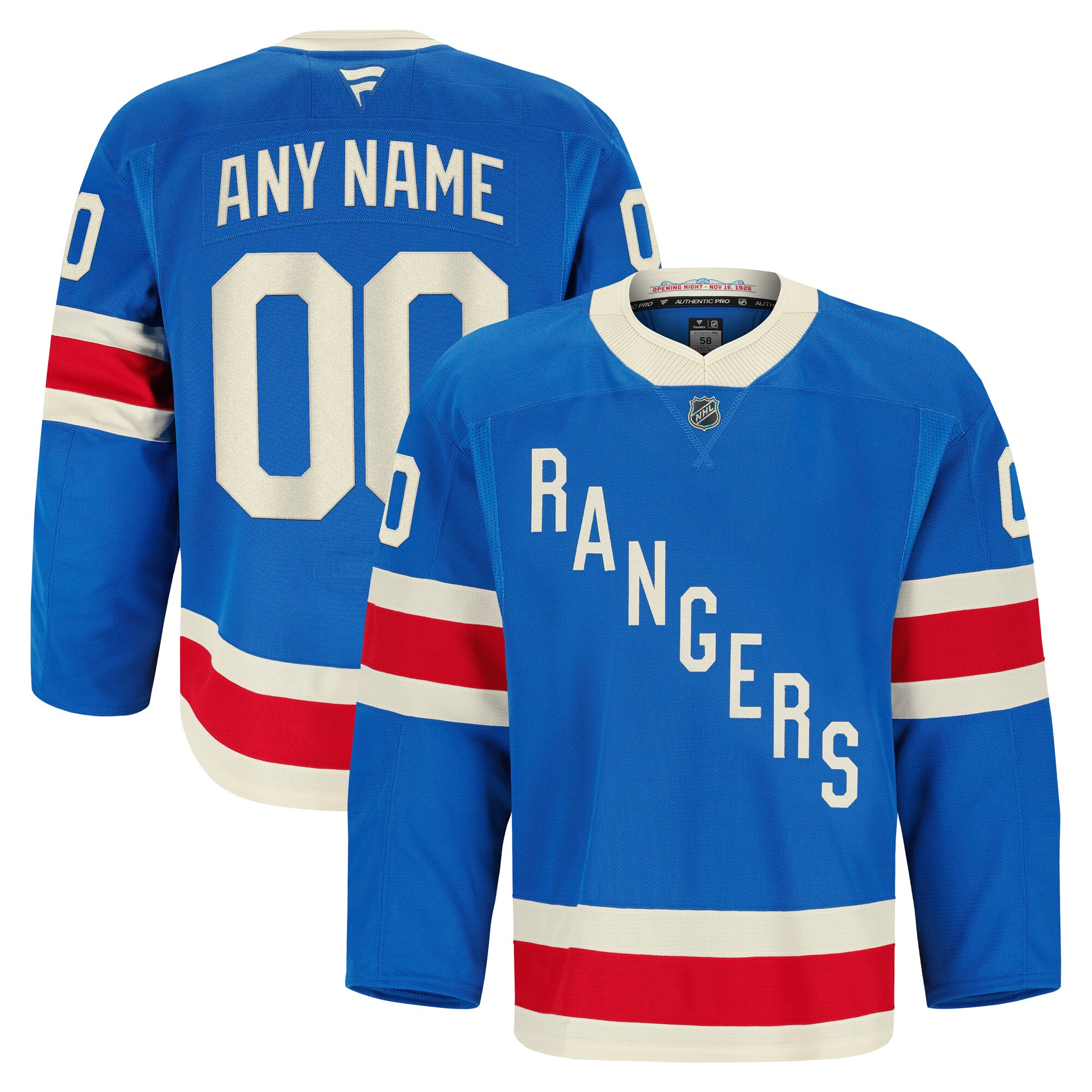 [JED] New York Rangers Centennial Authentic Pro Custom Jersey - Blue