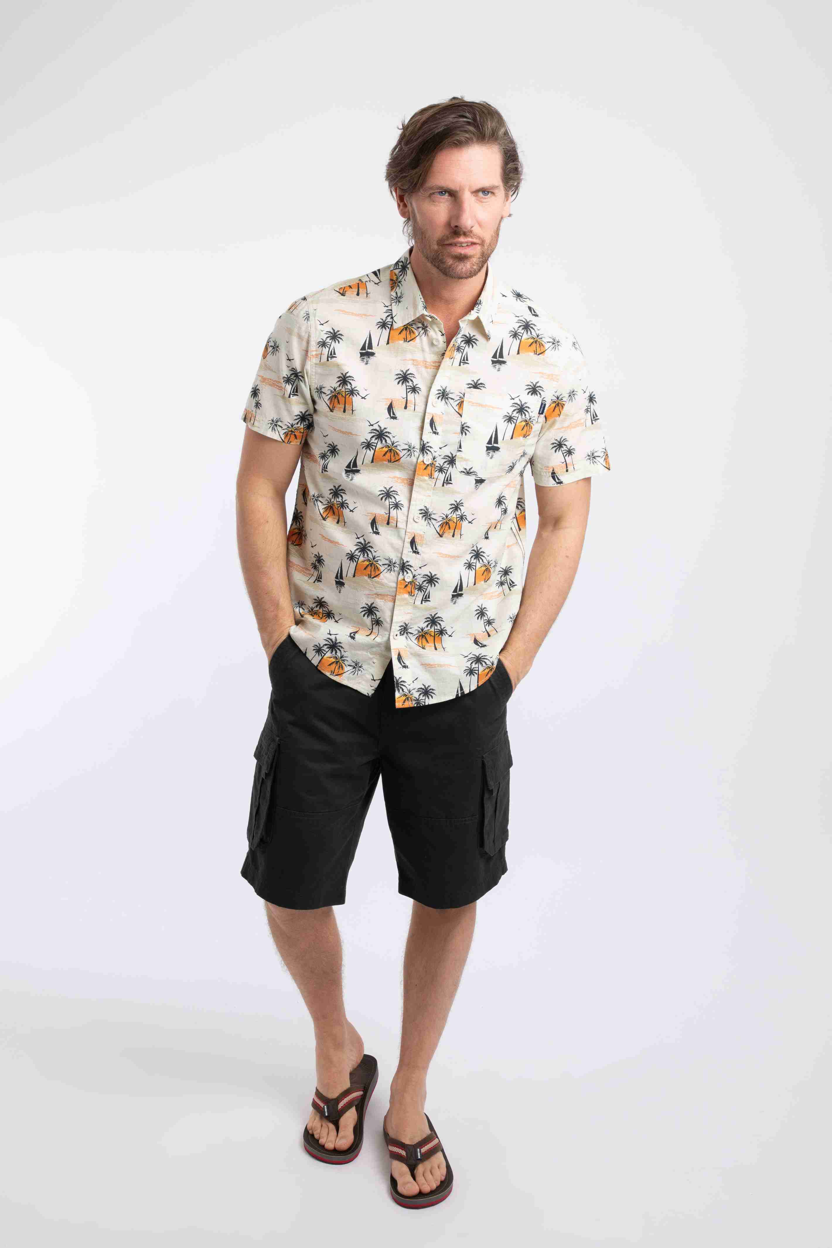 Faraway Short Sleeve Printed Shirt Ecru