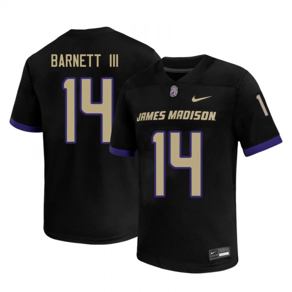 Men James Madison Dukes #14 Alonza Barnett III Black Stitch Jerseys