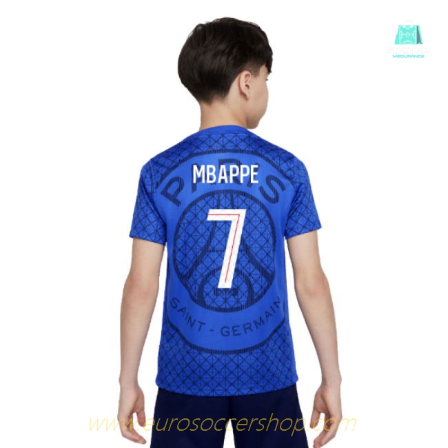 2025-2026 PSG Academy Pro Home Pre Match Shirt (Royal) - Kids (Mbappe 7)