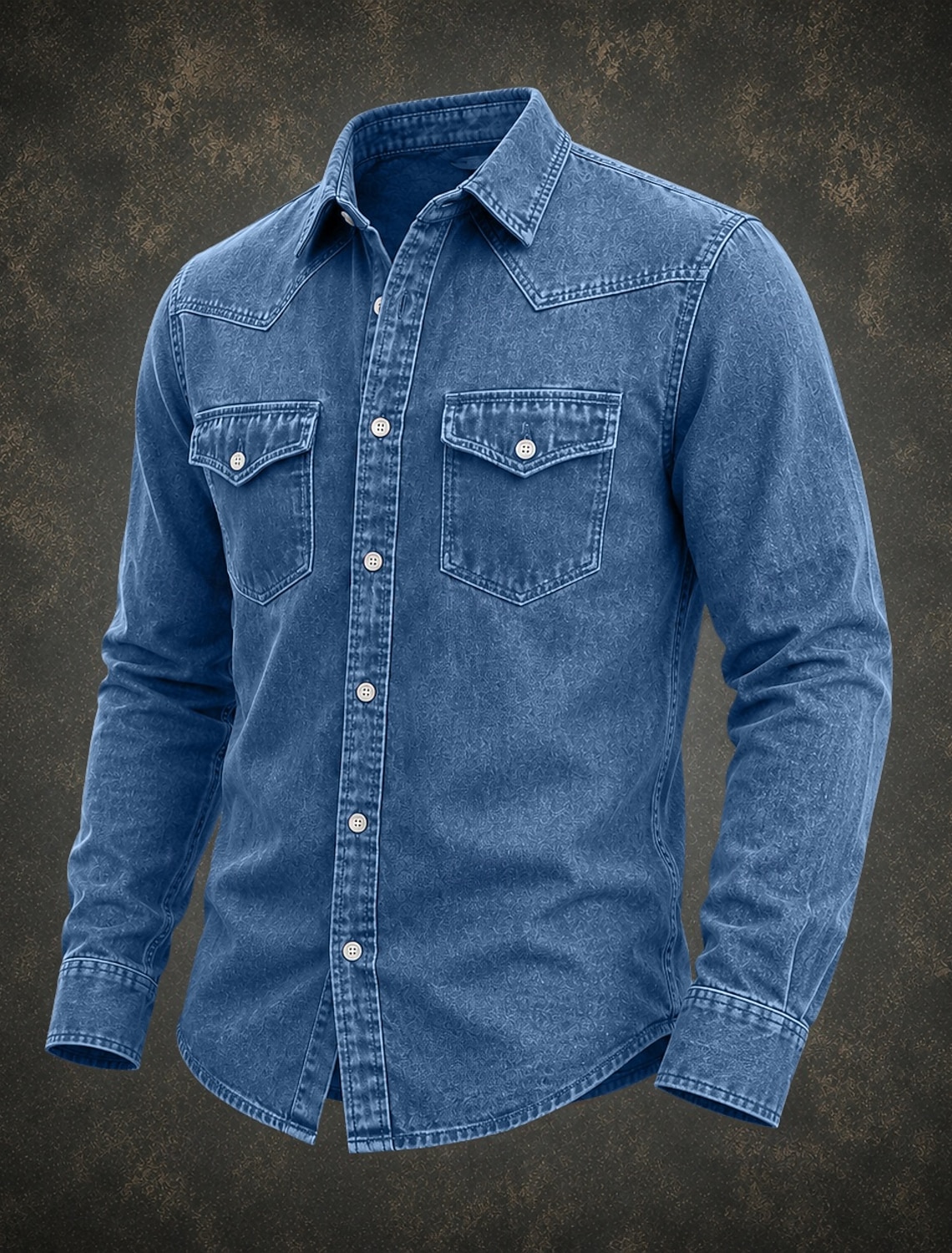 SoftFade™ Men Shirt Cargo Shirt Acid Wash Shirt Garment Dyed Black Burgundy Green Light Blue Long Sleeve Plain Shirt Collar Casual Daily Front Pocket Clothing Apparel Elegant Fashion Casual