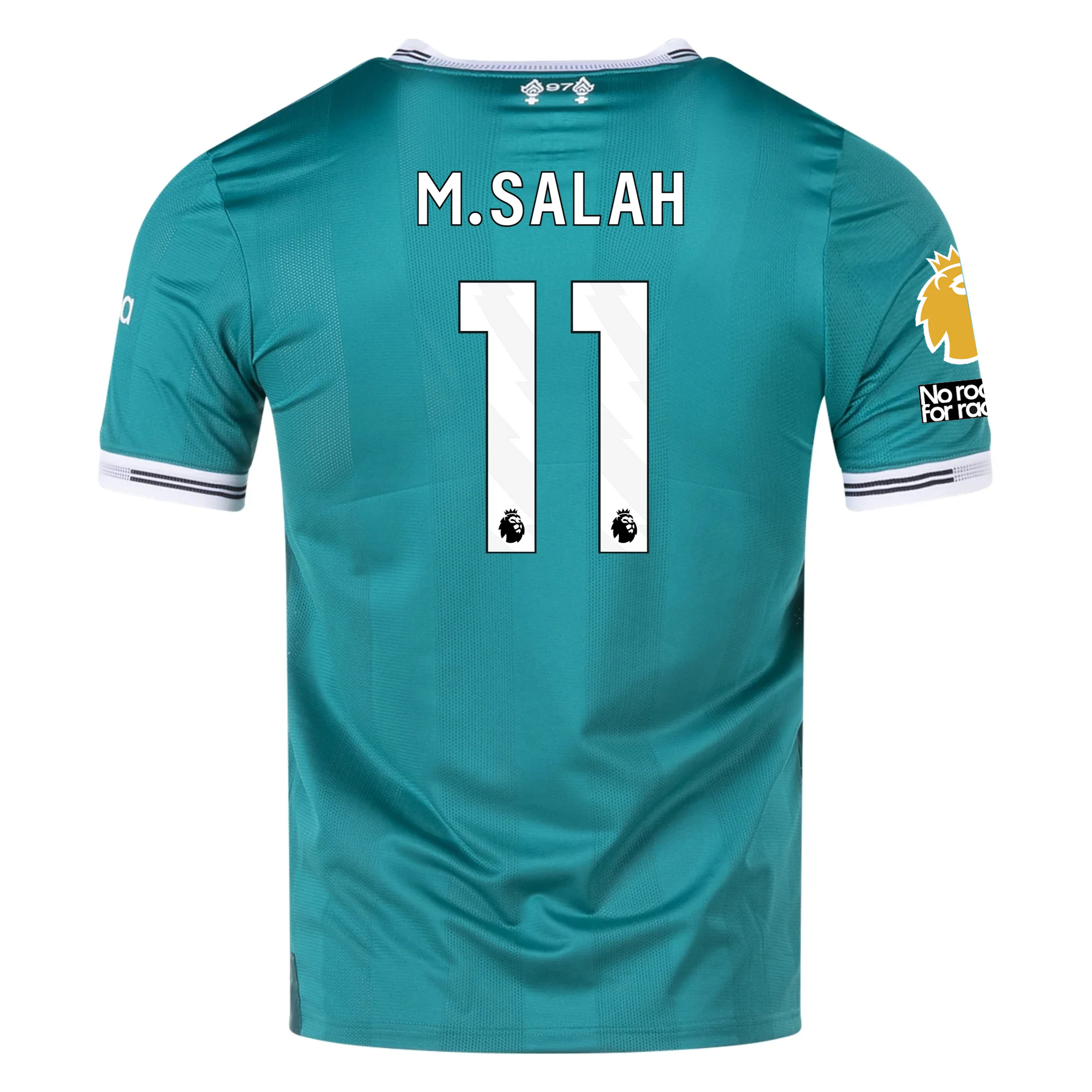 Buy Mohamed Salah Liverpool FC Authentic Third Soccer Jersey 25/26 EPL No Room For Racism Sea Green