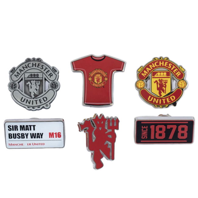 Stylish Man Utd Manchester United FC 6pc Badge Set for Match Day