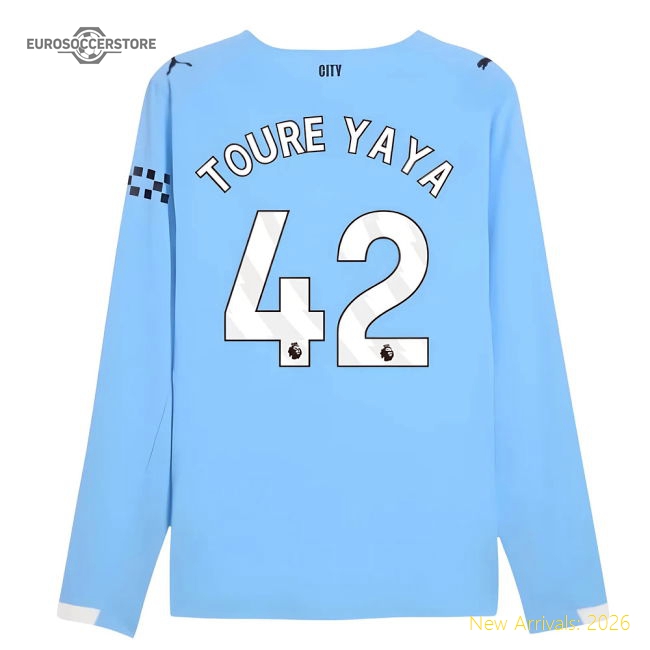 Sleeve First Jersey Toure Yaya 42 2025-2026 Man City Authentic Long