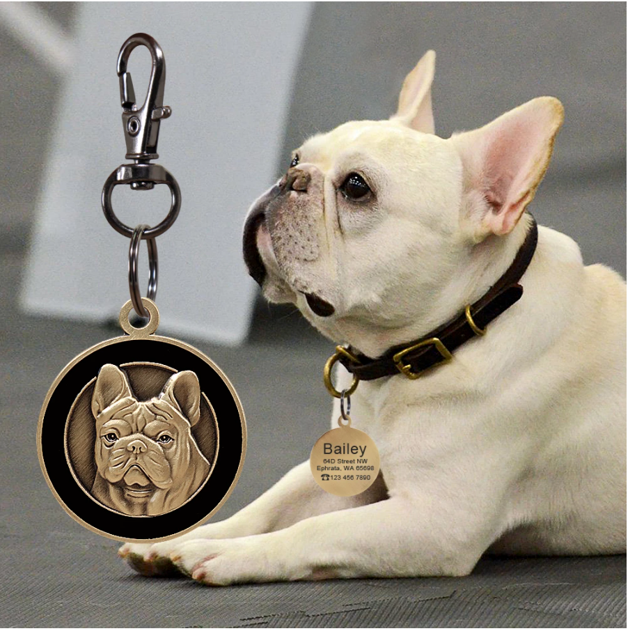 Durable Personalized Engraved Id Tag For French Bulldog for Street Style