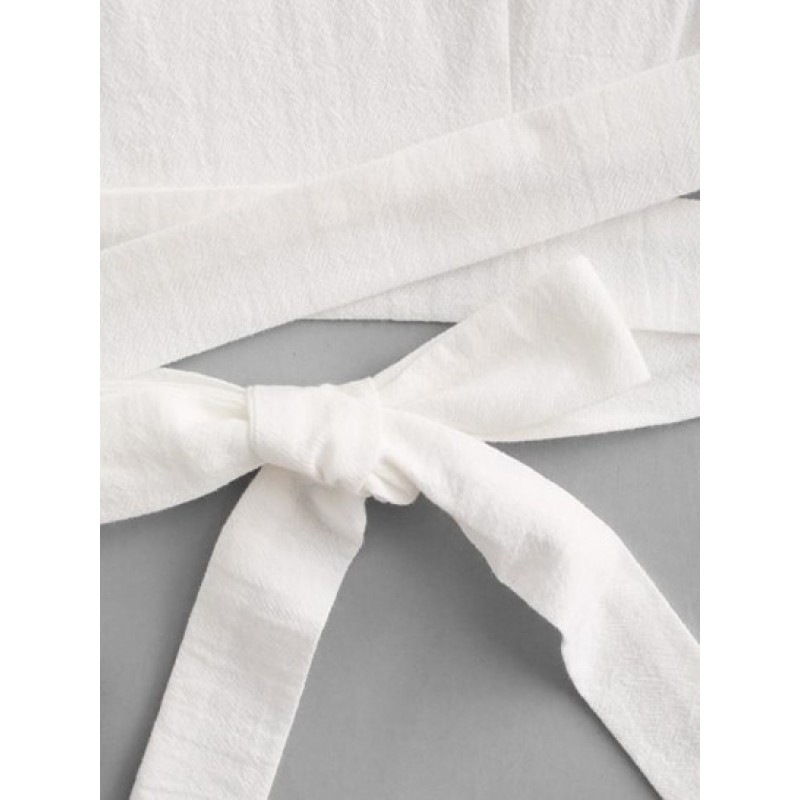 Surplice Plunging Wrap Waist Blouse OO1885