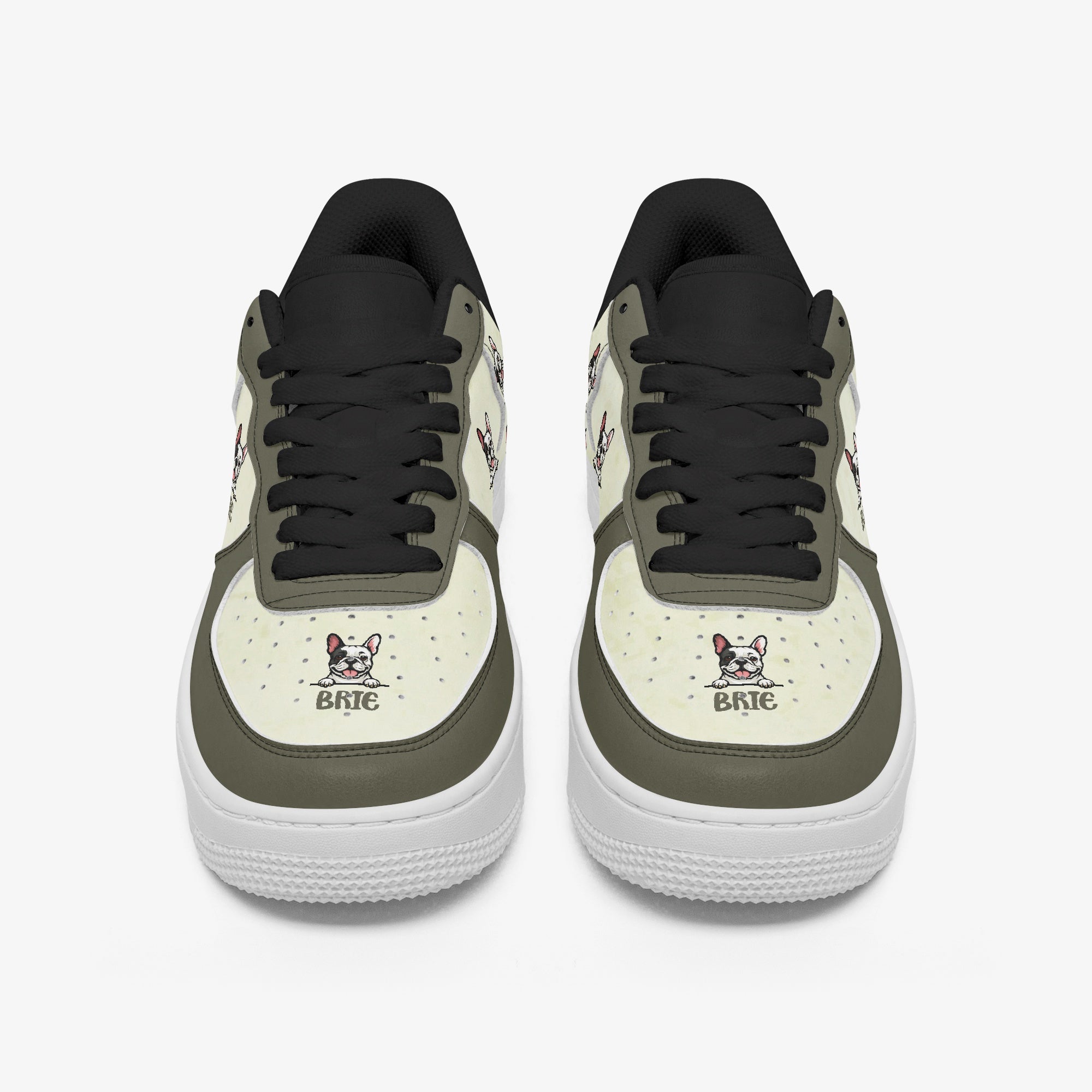 French Bulldog Brie Personalized Low Top Leather Sneakers Cozy Paw Wear