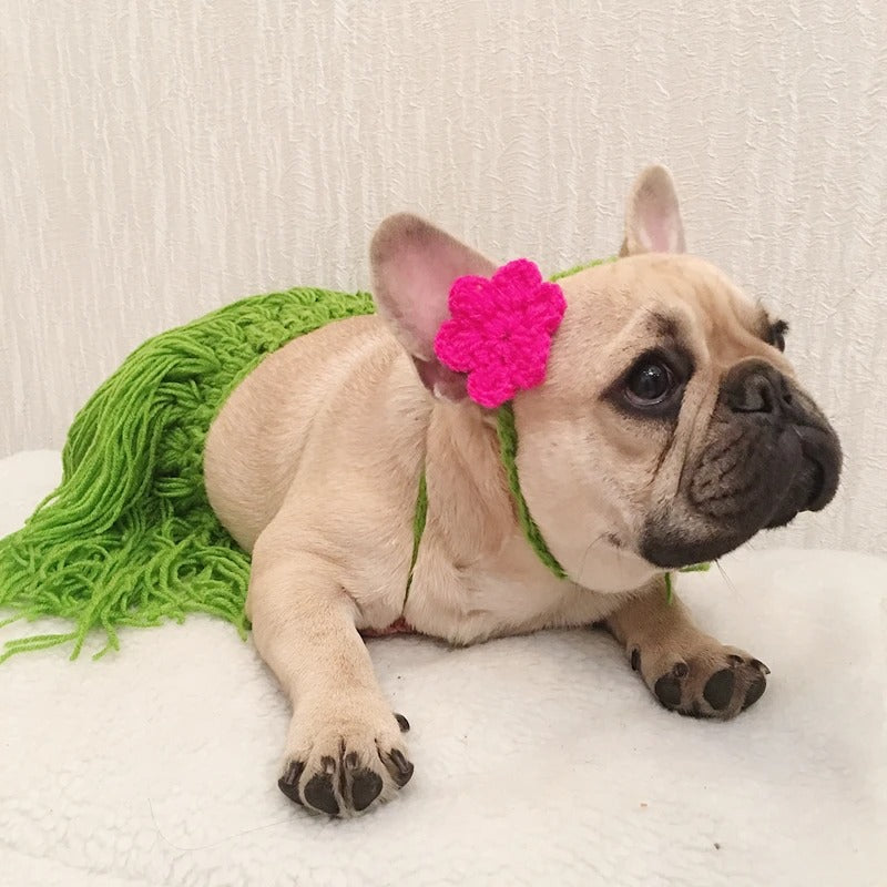 Grass Skirt Outfit With Flower Headband Paw Protection | Durable Build
