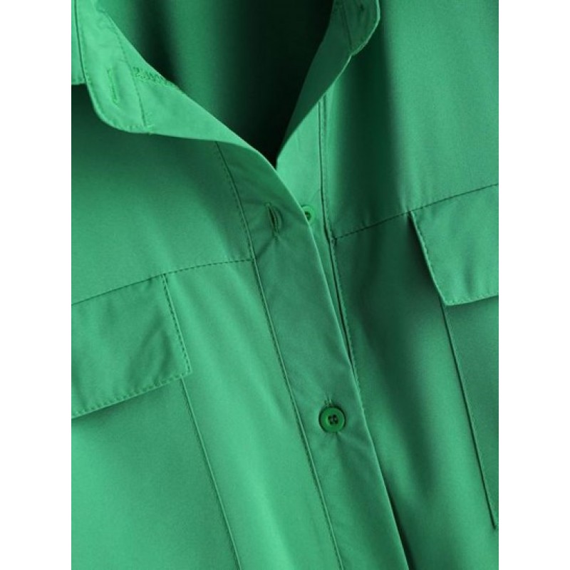 Drop Shoulder Pocket Loose Shirt JL6411