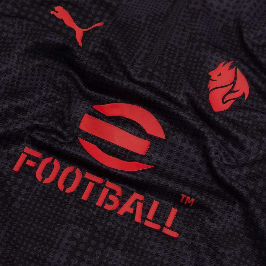 Milan Training Shirt 1/4 Zip - PUMA Black/For All Time Red Kids