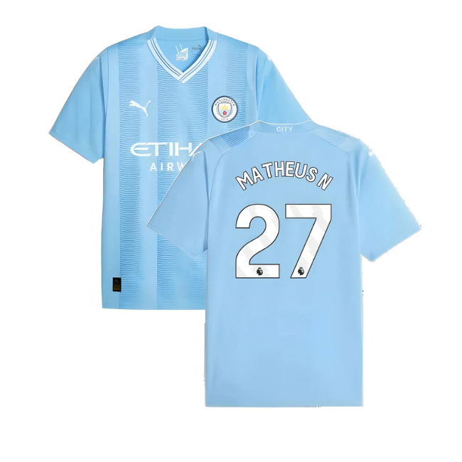 Man City Home Football Shirt 2023-20 - Matheus N 27 M S