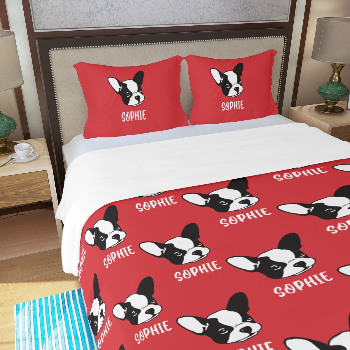 Bedding Set With Frenchie's Name - Comfortable Bedding Set Summer Wear