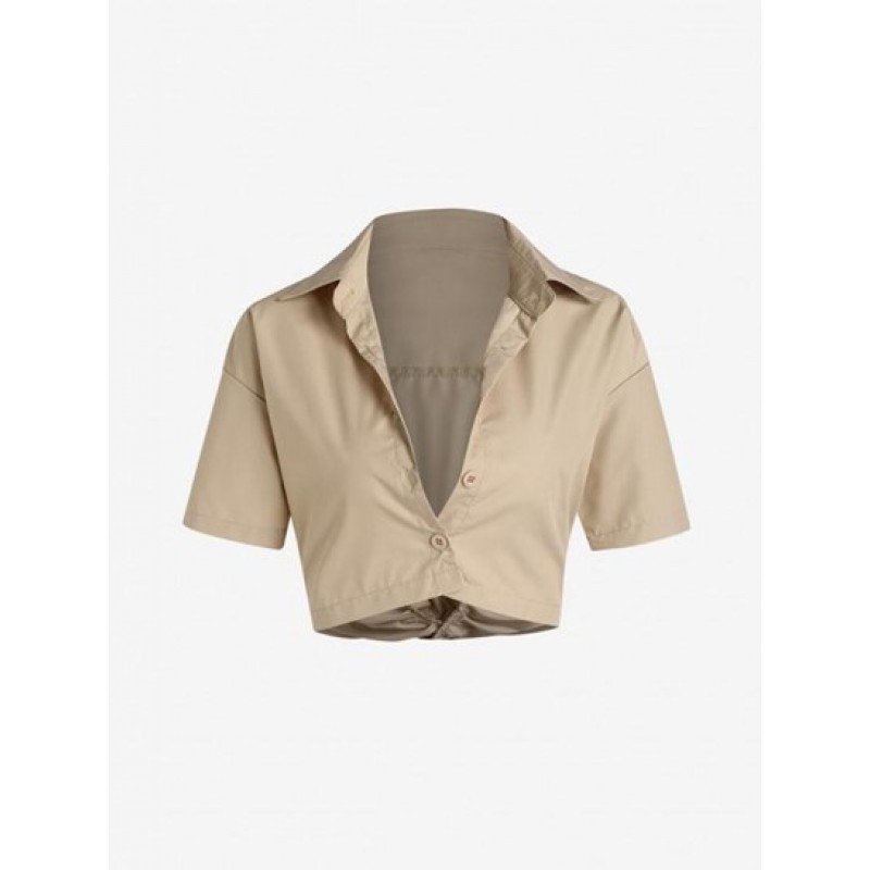 Drop Shoulder Crop Shirt WU6564