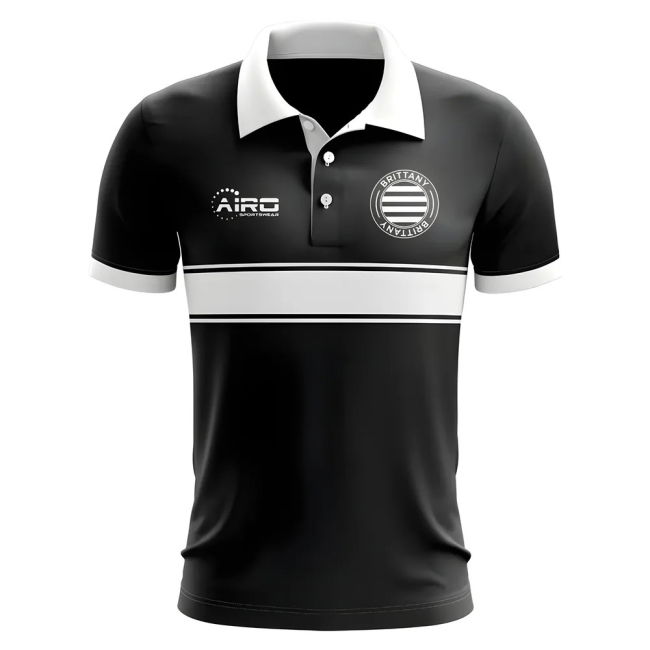 Football Brittany Concept Stripe Polo Shirt (Black) Quality