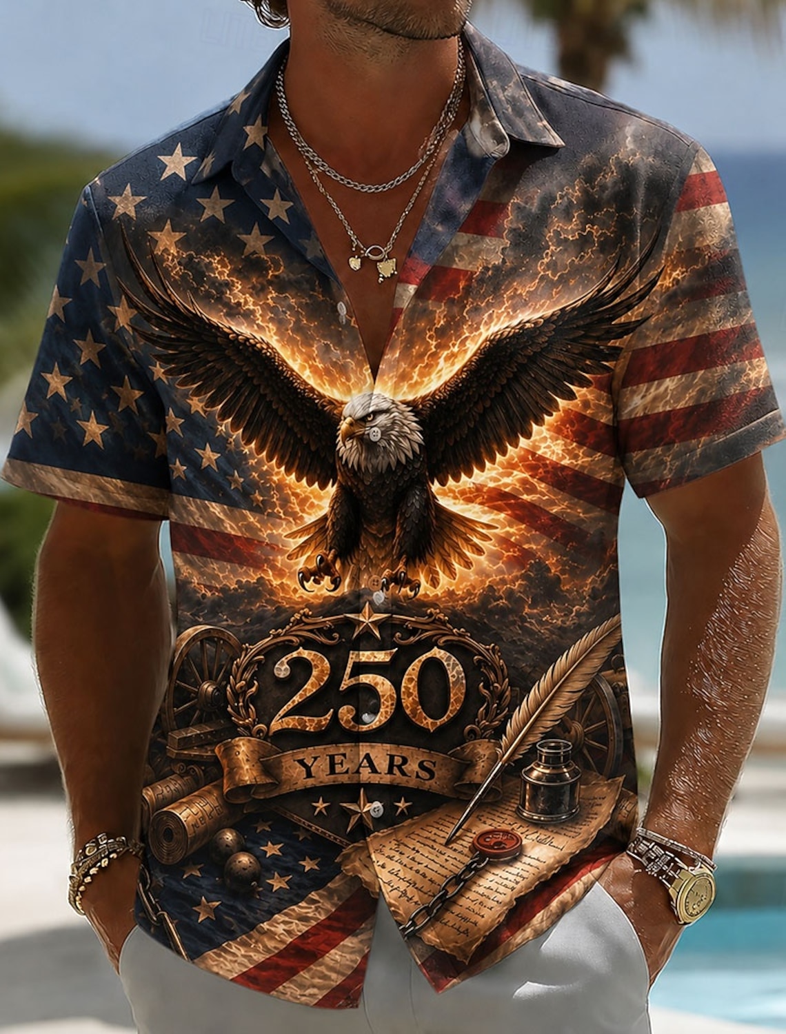 Independence Day Men's American US Flag Patriotic 1776 Shirt Summer Shirt Button Up Shirt Short Sleeve Fashion Casual Outdoor Vacation Dailywear Summer Turndown 3D Print