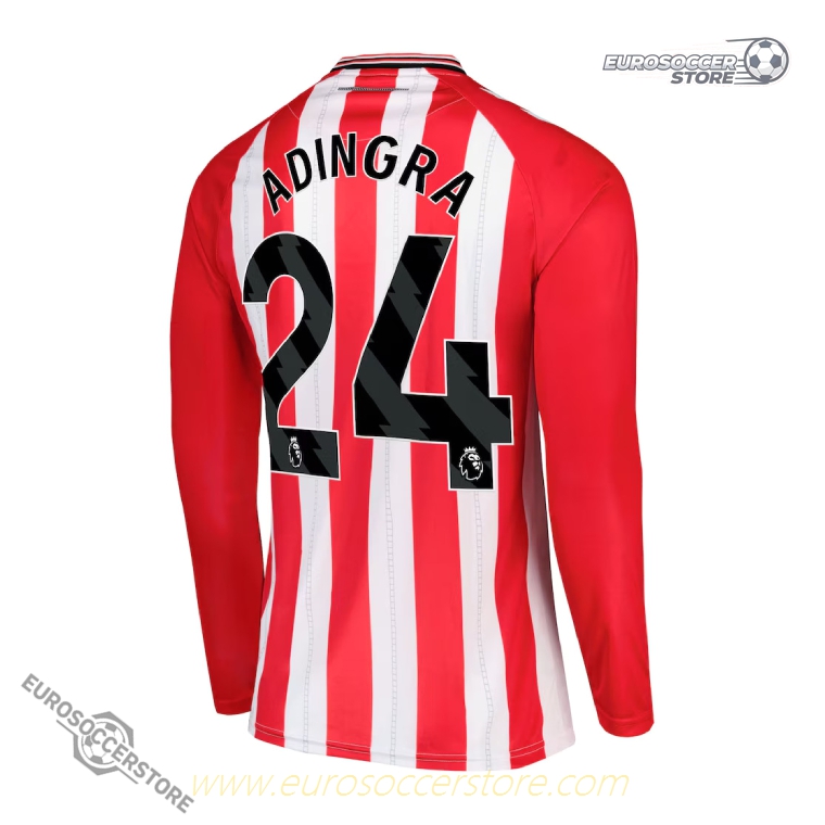 Sunderland Home ADINGRA 24 Long Sleeve Football Jersey for the 25-26 Season