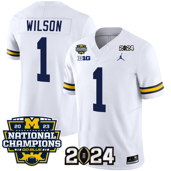 Men's Michigan UM #1 Roman Wilson White 2024 comfortable home jersey
