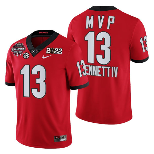 Men's UGA GA Red 2021 official Stetson Bennett #13 away jersey Jersey