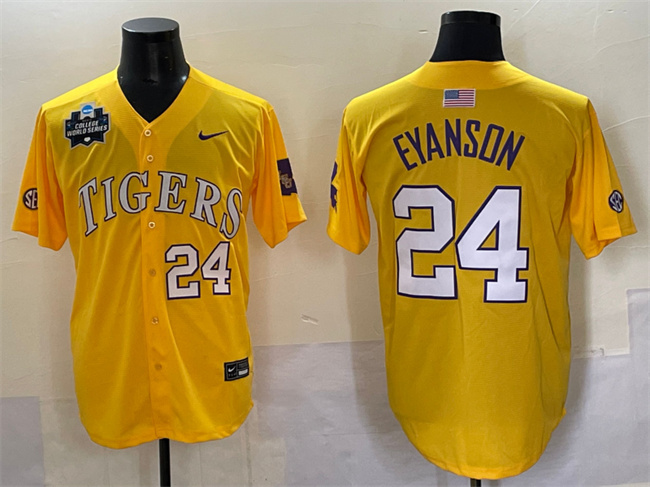 Men's LSU LA Tigers Anthony Eyanson #24 premium Gold 2025 game jersey