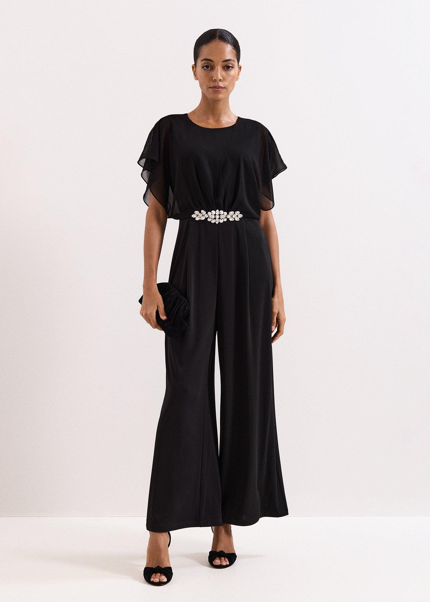Velma Black Jewelled Belt Jumpsuit