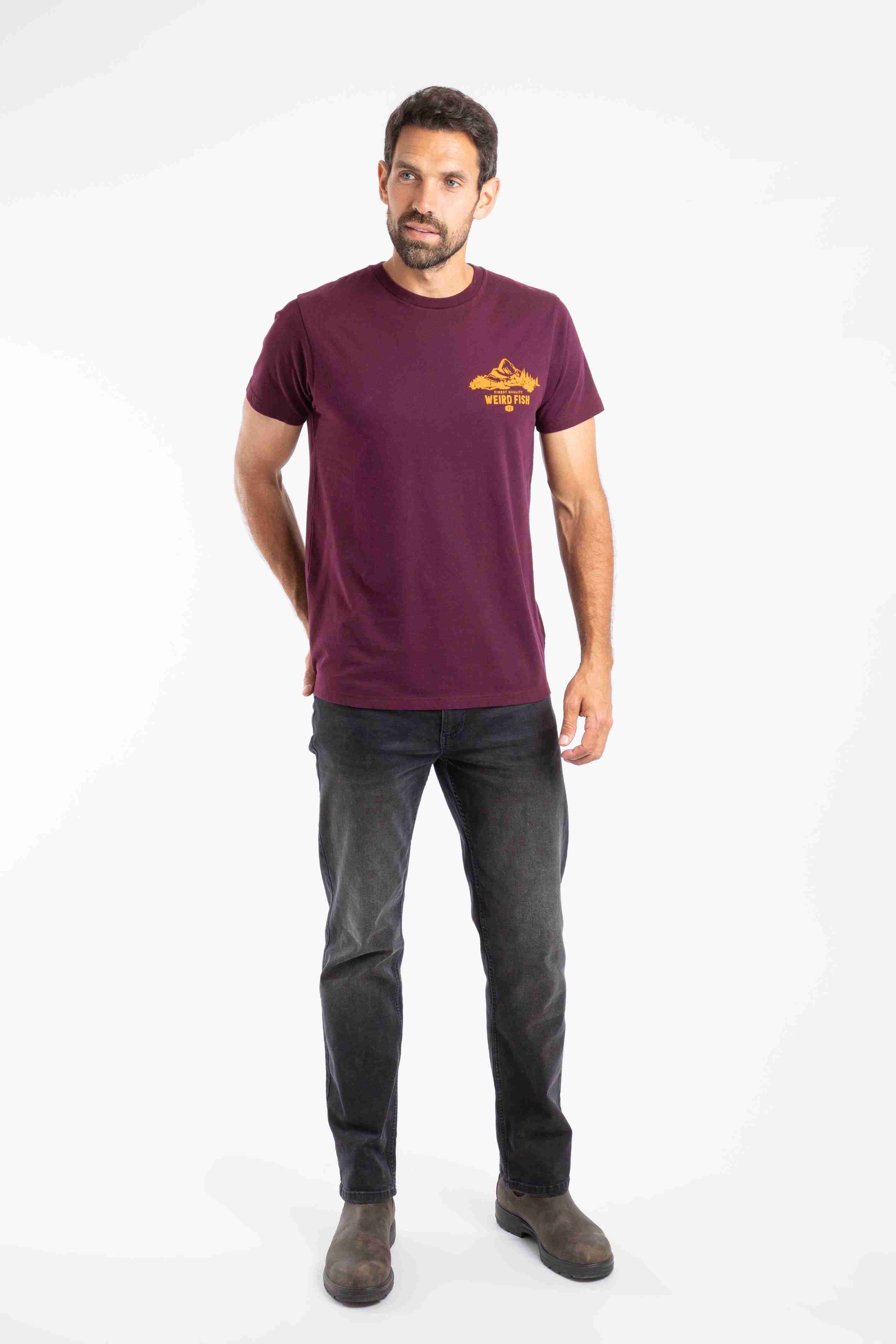 Mountain Valley Back Print Graphic T-Shirt Aubergine