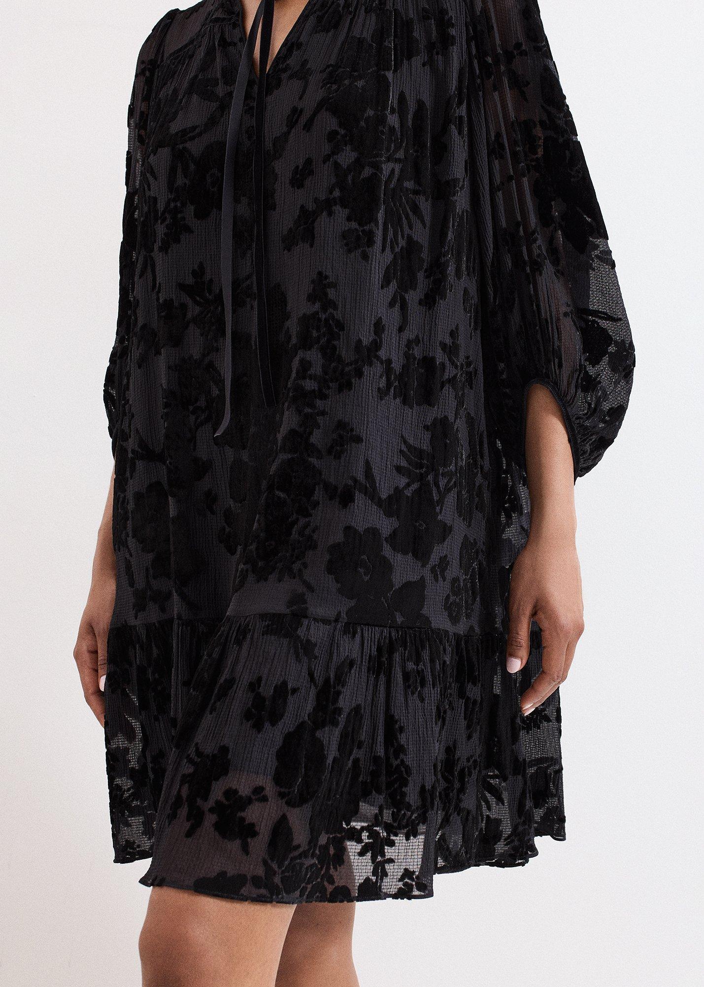 Mila Black Velvet Burnout Swing Dress