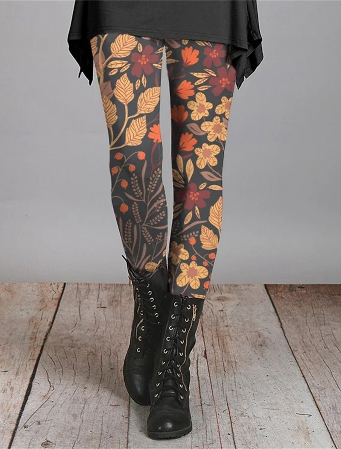 Women's Pants Trousers Leggings Cozy Leggings Streetwear Casual Full Length High Waist Flower Elastic Waist Print Breathability Comfortable Stretchy Vacation Street Daily Wear Black Orange Green Gray