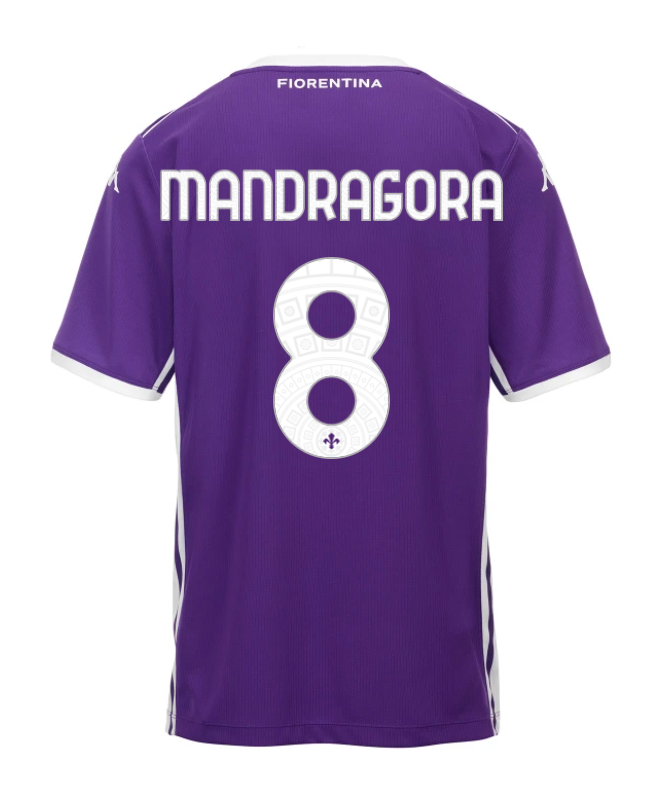 25-26 Season Fiorentina Home Football Jersey with MANDRAGORA 8 Printing