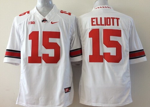 Men's OSU Ohio Ezekiel Elliott #15 moisture wicking White 2014
