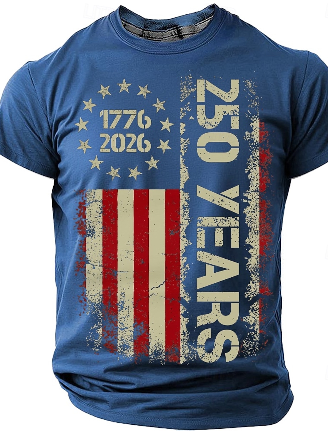4th of July 2026 250th Memorial Day Men's 3D Print US Flag Crew Neck Short Sleeve T-Shirt Daily Street