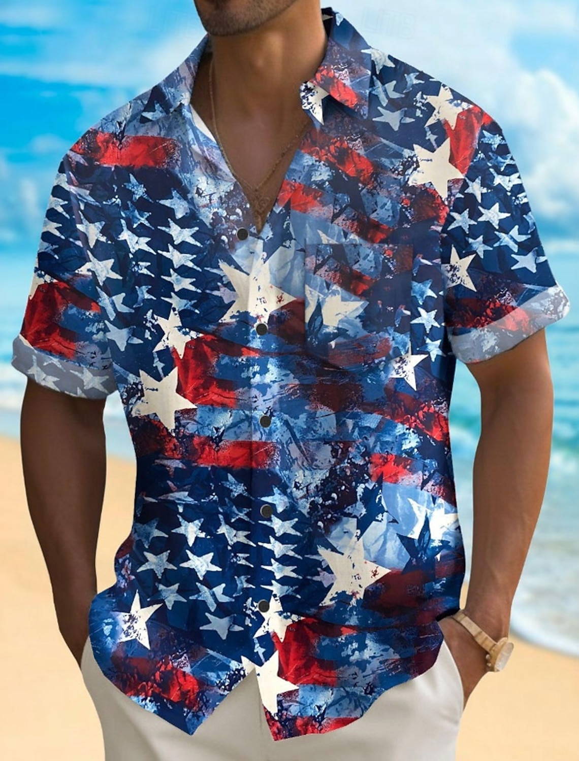 Independence Day Men's American US Flag 4th of July U.S. 250th Anniversary Patriotic Shirt Summer Shirt Button Up Shirt Short Sleeve Fashion Casual Holiday Summer Spring Turndown 3D Print Collared