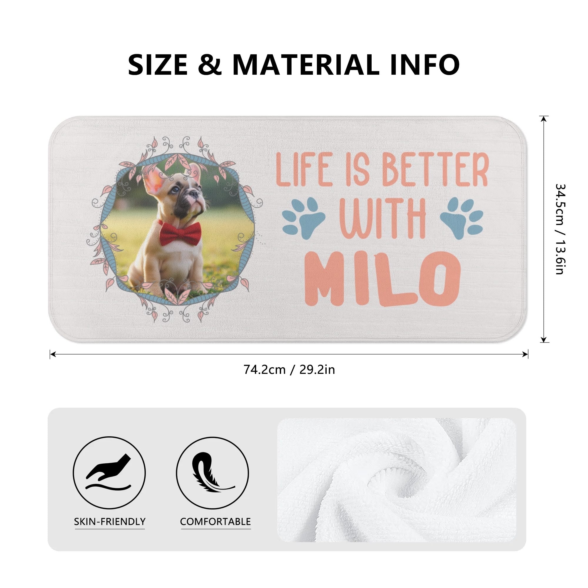 Durable Personalized Frenchie Towel With Custom Name And Image for Daily