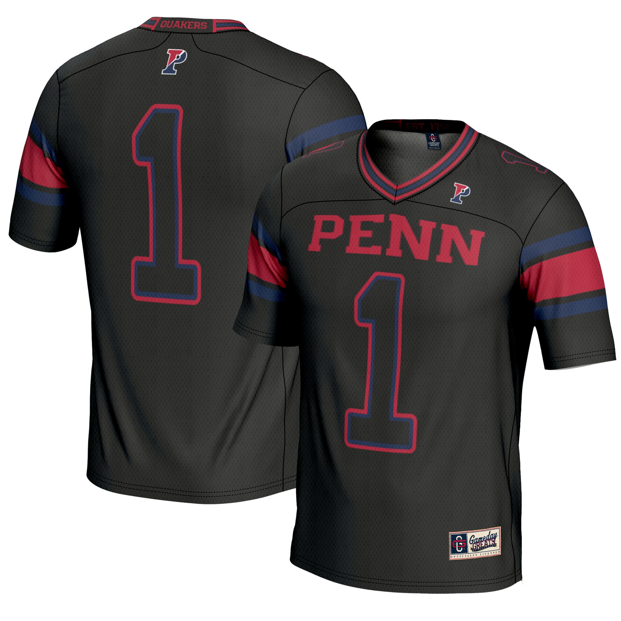 #1 Pennsylvania Quakers GameDay Greats Youth Endzone Football Jersey - Black